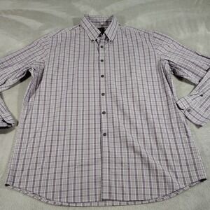 Jos. A. Bank Shirt Men XL Purple Plaid Work Dad Nerd Office Long Sleev Button Up